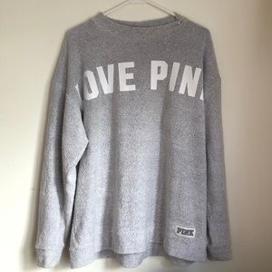 large gray PINK Victoria secret sweater